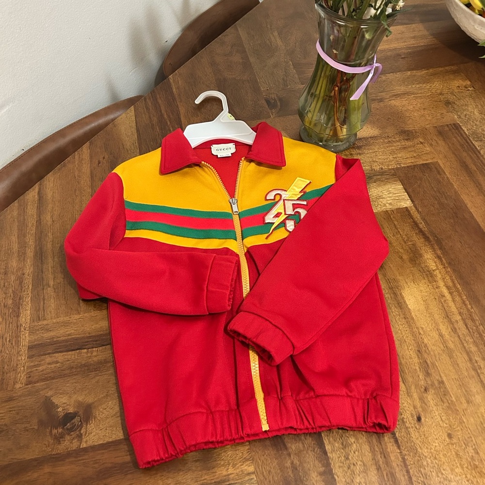Gucci Red and Yellow Zip-Up Sporty Jacket Size 6